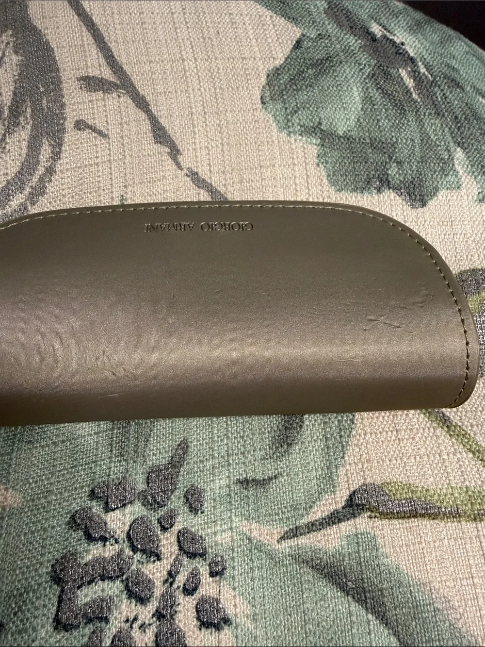 GIORGIO ARMANI SILVERY GRAY NYLON SUNGLASSES CASE & MATCHING DRAWSTRING POUCH